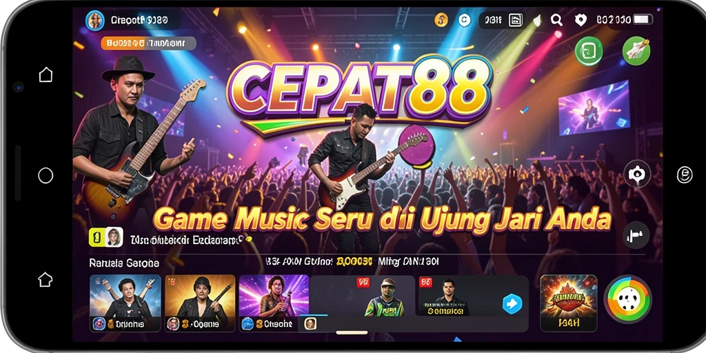 Screenshot gameplay CEPAT88 dengan antarmuka musik yang menarik.