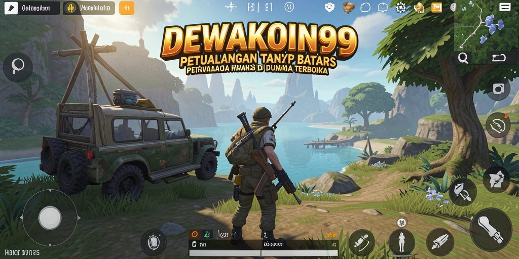 Tangkapan layar gameplay DEWAKOIN99 yang menunjukkan aksi petualangan di dunia terbuka.