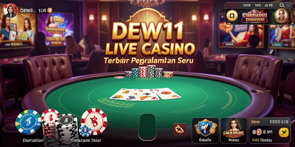 Screenshot DEWI11 menampilkan dealer profesional dalam permainan Live Casino.