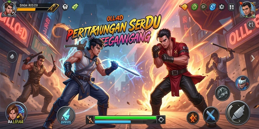 Gameplay seru dari OLLO4D menampilkan karakter bertarung di arena.